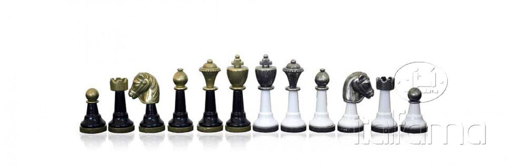 Chess Pieces - Black & White Metal Zinc and Wood Chess Pieces (ONLINE ORDER ONLY)