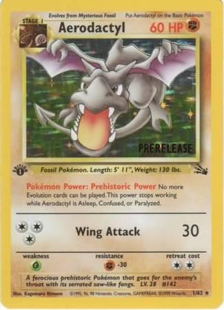 Aerodactyl (1/62) (Prerelease Promo) [Fossil 1st Edition] (Online Only)