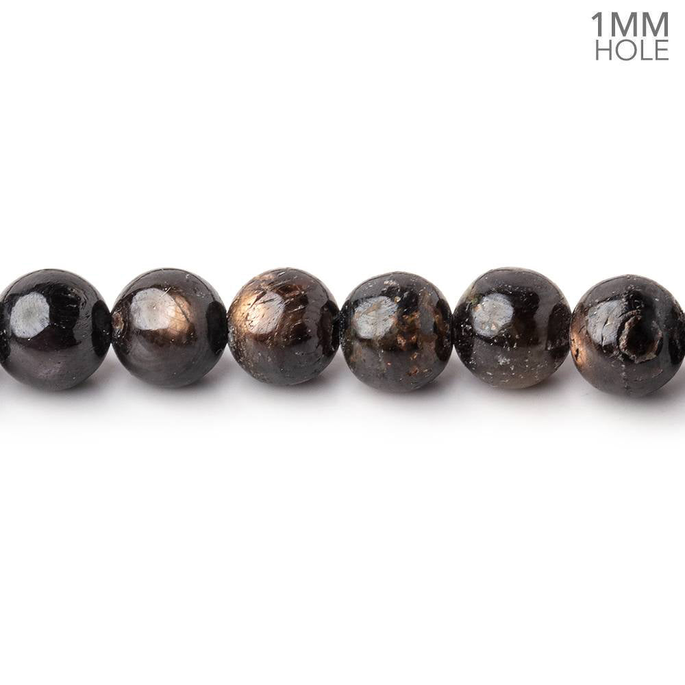 6.5mm Dark Chocolate Sapphire plain rounds 16 inch 65 beads 1mm Large Hole (ONLINE ORDER ONLY)