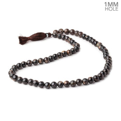 6.5mm Dark Chocolate Sapphire plain rounds 16 inch 65 beads 1mm Large Hole (ONLINE ORDER ONLY)