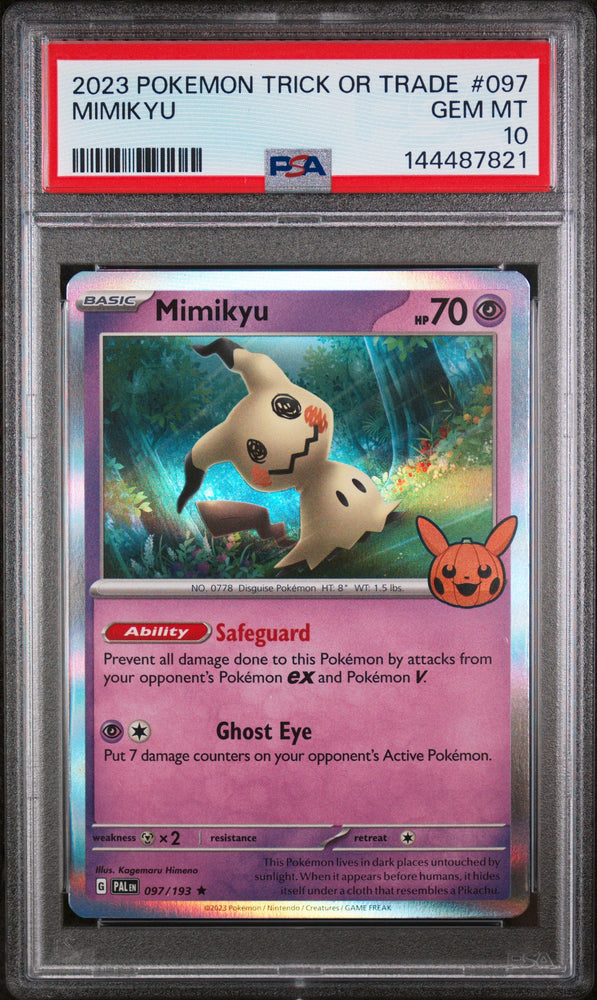 Graded 2023 PKM Trick or Trade Mimikyu #097 Trading Card Game PSA 10 Gem Mint