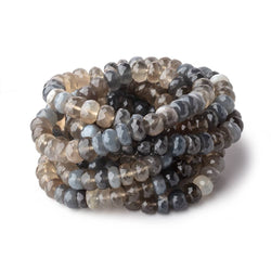 7-8mm Platinum Grey Moonstone Faceted Rondelle Beads 18 inch 70 pieces (ONLINE ORDER ONLY)