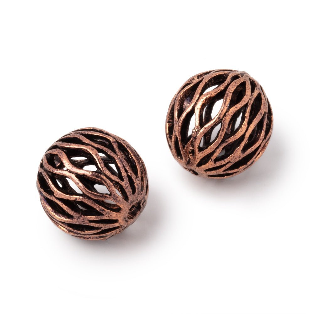 14.5mm Antiqued Copper Open Mesh Round Beads Set of 2 pieces (ONLINE ORDER ONLY)