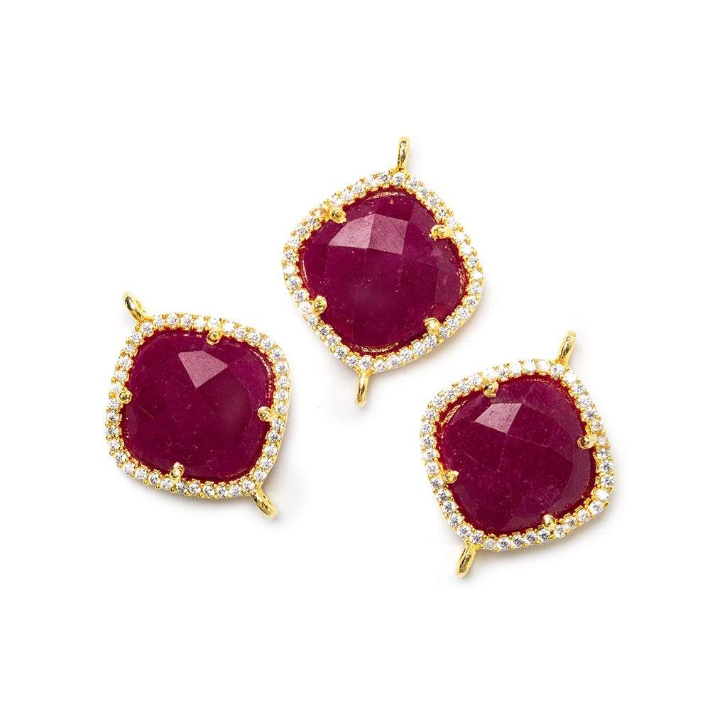 14.5mm Vermeil Bezel White CZ & Red Aventurine Cushion Pendant 1 piece (ONLINE ORDER ONLY)