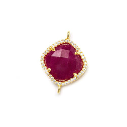 14.5mm Vermeil Bezel White CZ & Red Aventurine Cushion Pendant 1 piece (ONLINE ORDER ONLY)