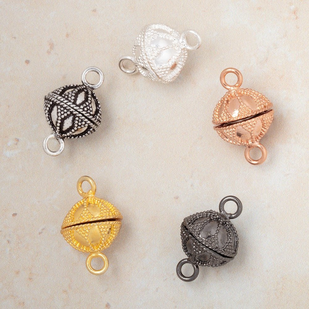 14.5mm Miligrain Petal Design Magnetic Clasp 1 piece (ONLINE ORDER ONLY)