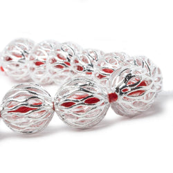 14.5mm Silver plated Copper Open Mesh Round Beads 8 inch 14 pieces (ONLINE ORDER ONLY)