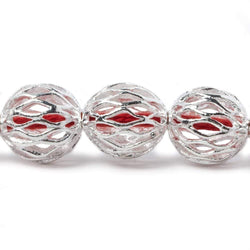 14.5mm Silver plated Copper Open Mesh Round Beads 8 inch 14 pieces (ONLINE ORDER ONLY)