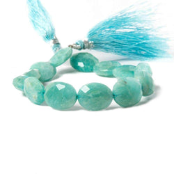 14.5x11-17x11mm Amazonite Straight Drilled Faceted Oval Beads 8 inch 12 pieces (ONLINE ORDER ONLY)