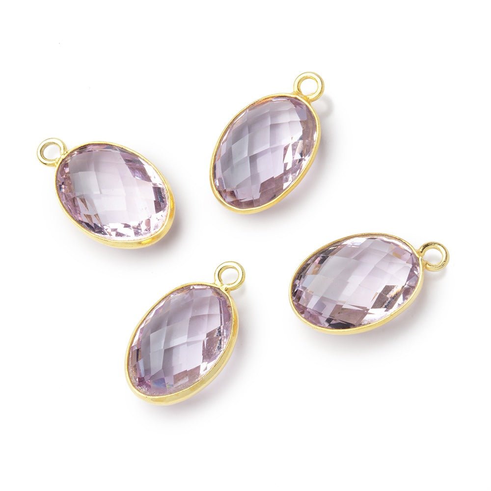 14.5x11mm Vermeil Bezel Pink Amethyst Faceted Oval Pendant 1 piece (ONLINE ORDER ONLY)