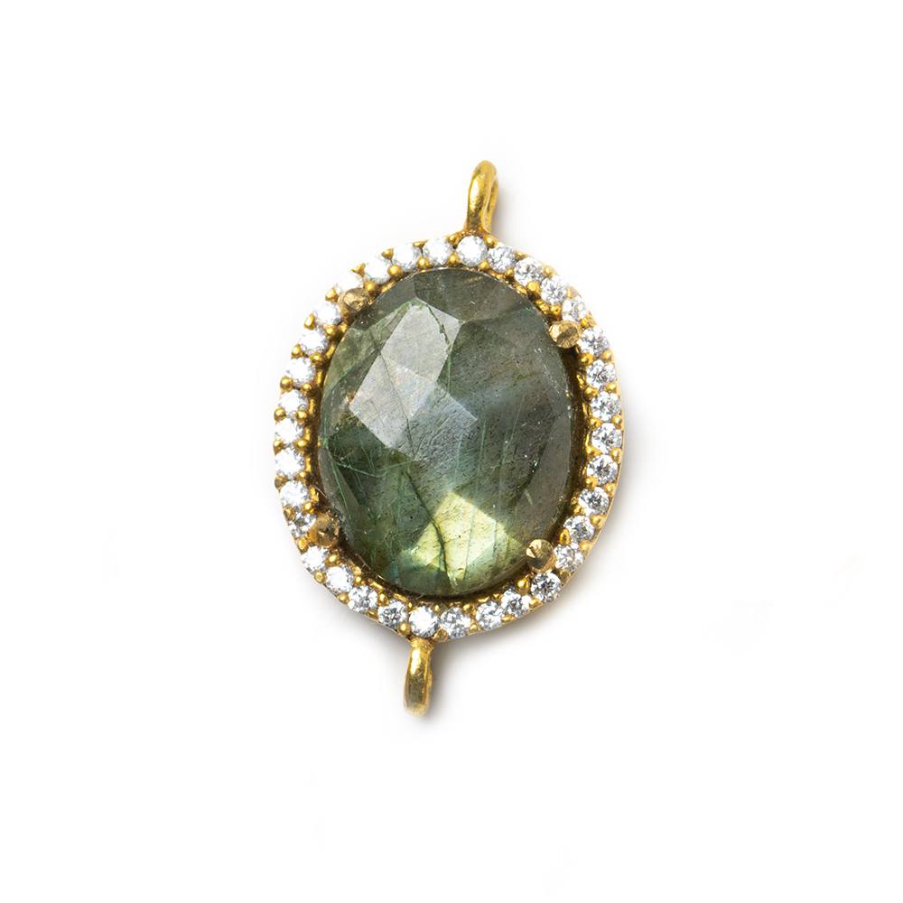 14.5x13mm Vermeil Bezel White CZ & Labradorite Oval Connector 1 piece (ONLINE ORDER ONLY)