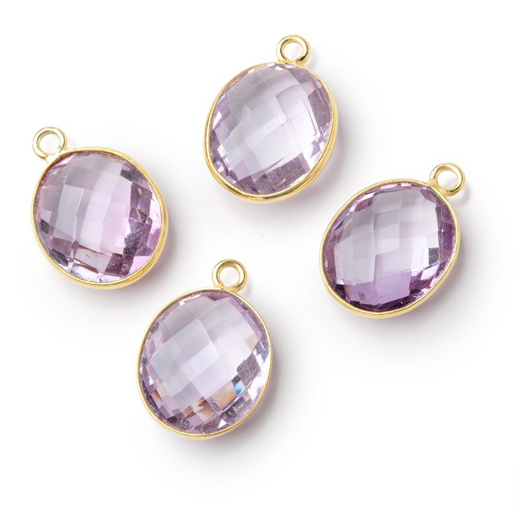 14.5x13mm Vermeil Bezel Pink Amethyst Faceted Oval Pendant 1 piece (ONLINE ORDER ONLY)