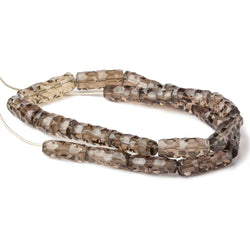 14.5x6-22x7mm Smoky Quartz concave faceted tubes 15 inch 22 beads AAA (ONLINE ORDER ONLY)