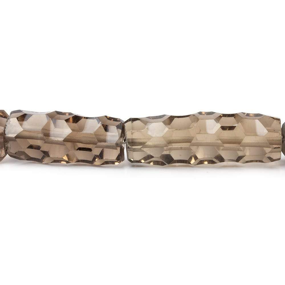14.5x6-22x7mm Smoky Quartz concave faceted tubes 15 inch 22 beads AAA (ONLINE ORDER ONLY)
