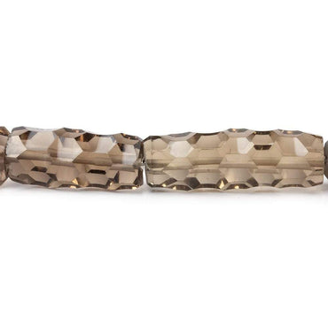 14.5x6-22x7mm Smoky Quartz concave faceted tubes 15 inch 22 beads AAA (ONLINE ORDER ONLY)