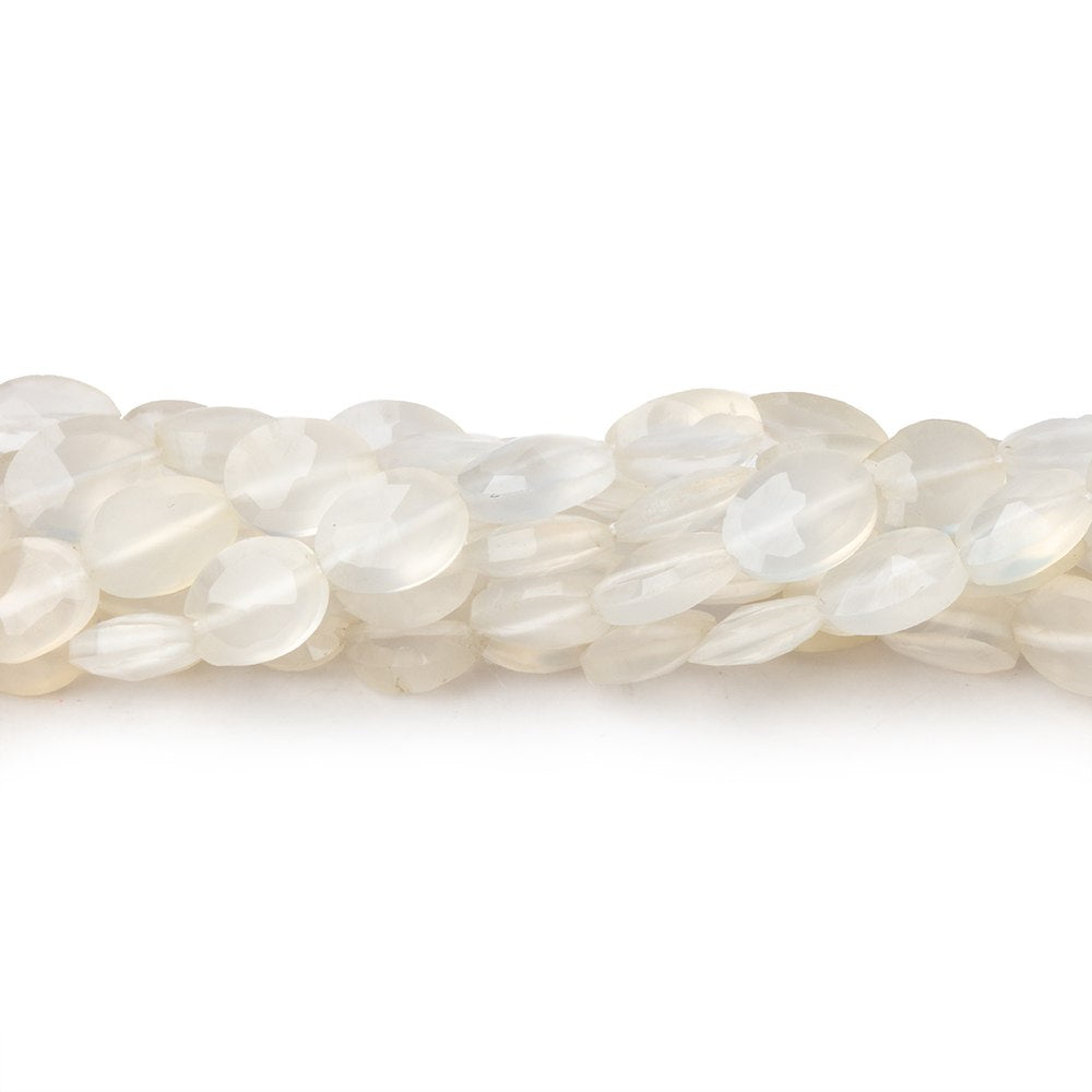 7x5mm White Chalcedony straight drilled faceted ovals 13.5 inch 44 beads (ONLINE ORDER ONLY)