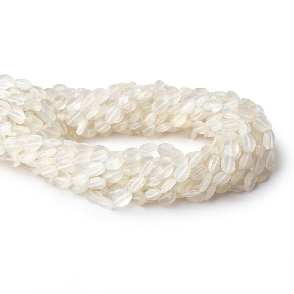 7x5mm White Chalcedony straight drilled faceted ovals 13.5 inch 44 beads (ONLINE ORDER ONLY)