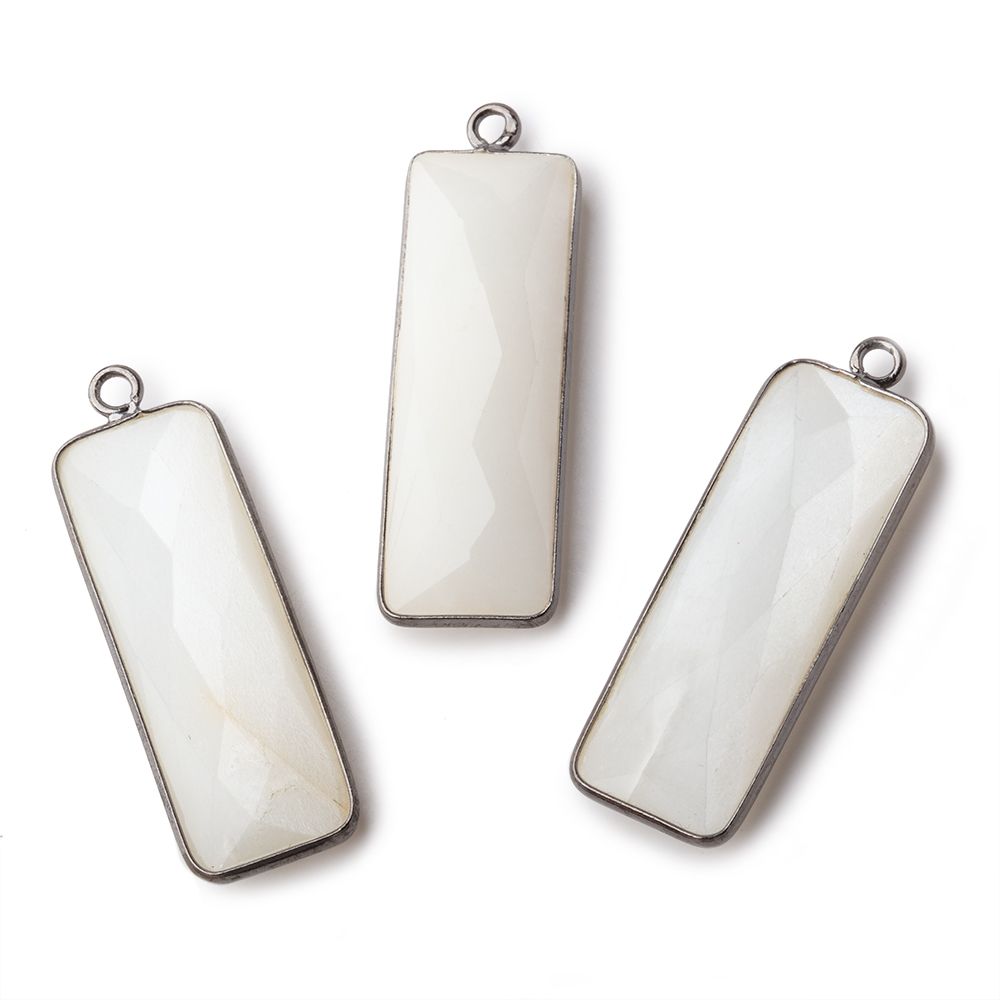 31x11mm Black Gold Bezel White Moonstone Bar 1 ring pendant 1 piece (ONLINE ORDER ONLY)