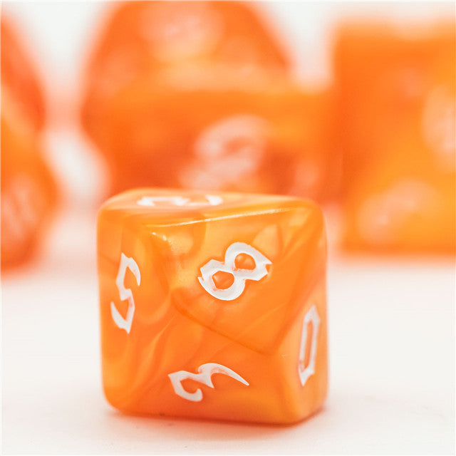 Orange Macaron 7-Dice Blend Set w/White Numbers (Online Only)