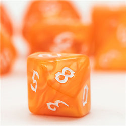 Orange Macaron 7-Dice Blend Set w/White Numbers (Online Only)