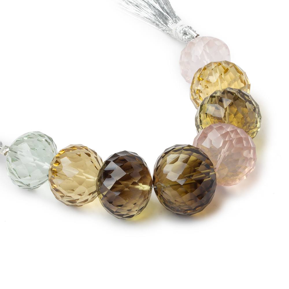 14mm - 16mm Multiple Quartz Concave Faceted Rondelles 4 inch 8 beads AAA (ONLINE ORDER ONLY)