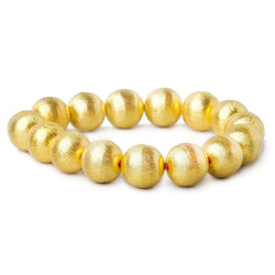 14mm 22kt Gold Plated Copper Brushed Round Bead 8 inch 15 pieces (ONLINE ORDER ONLY)