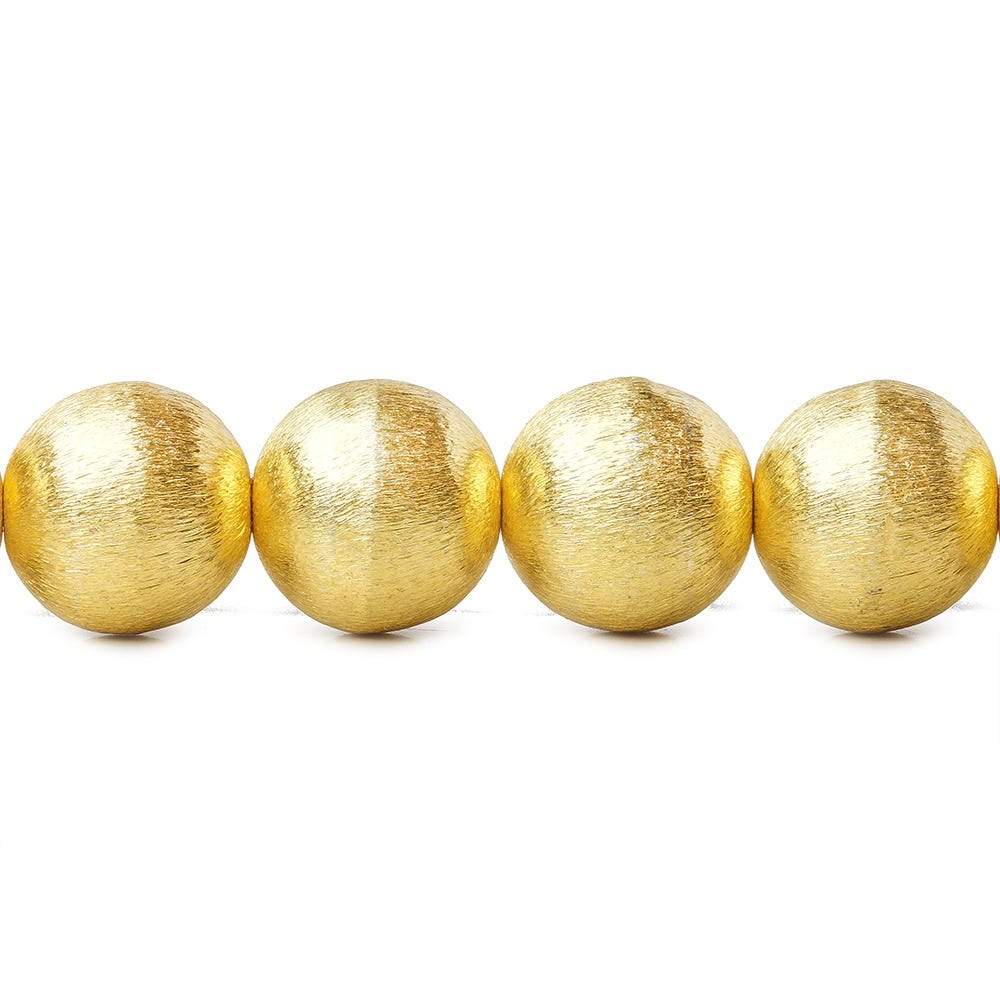 14mm 22kt Gold Plated Copper Brushed Round Bead 8 inch 15 pieces (ONLINE ORDER ONLY)