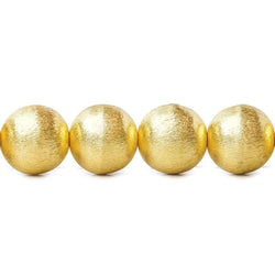 14mm 22kt Gold Plated Copper Brushed Round Bead 8 inch 15 pieces (ONLINE ORDER ONLY)