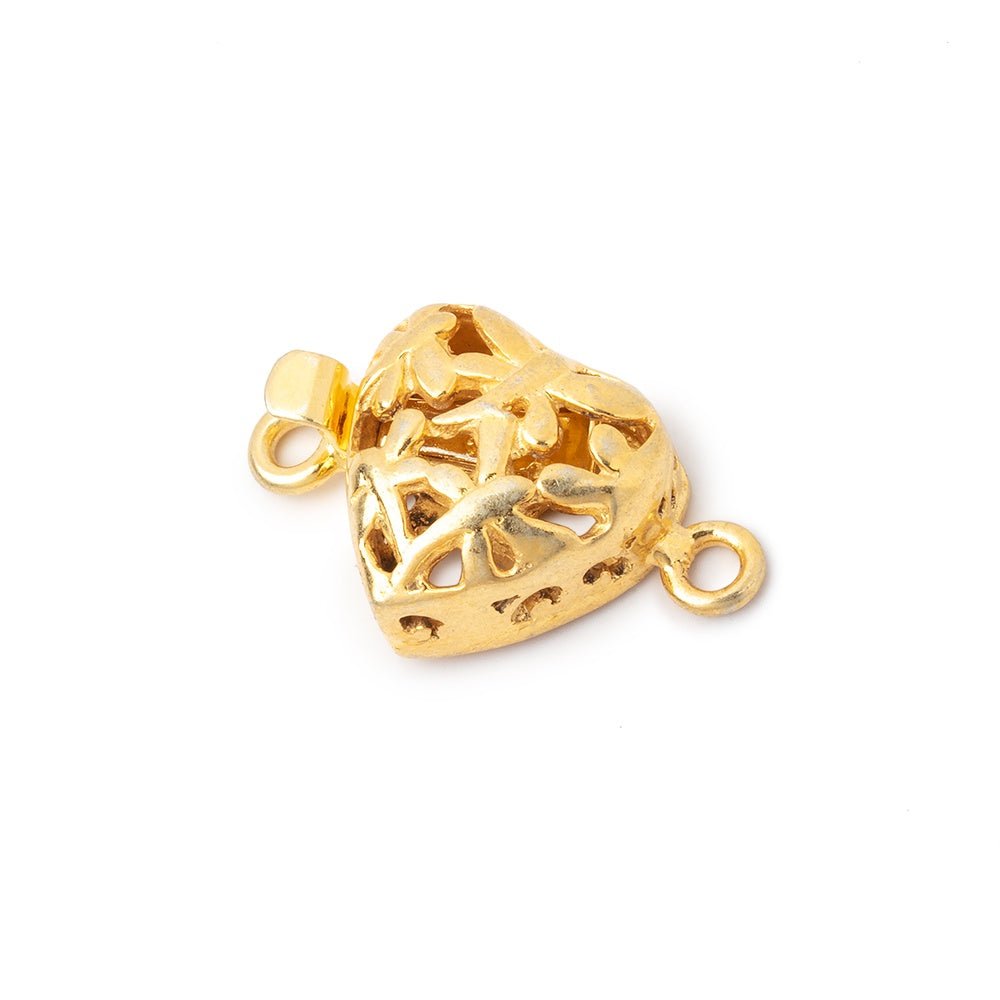 14mm 22kt Gold Plated Heart Shaped Box Clasp with Dragonfly Design 1 piece (ONLINE ORDER ONLY)
