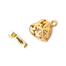 14mm 22kt Gold Plated Heart Shaped Box Clasp with Dragonfly Design 1 piece (ONLINE ORDER ONLY)