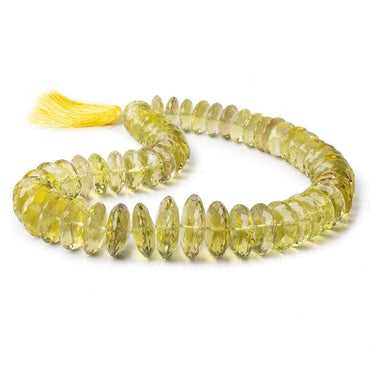 13mm - 15mm Lemon Quartz German Faceted Rondelles 16 inch 70 beads AAA (ONLINE ORDER ONLY)