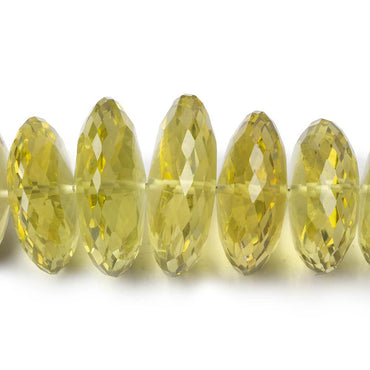 13mm - 15mm Lemon Quartz German Faceted Rondelles 16 inch 70 beads AAA (ONLINE ORDER ONLY)