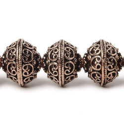 14x12.5mm Antiqued Copper Bali Design Rondelle  8 inch 16 Beads (ONLINE ORDER ONLY)