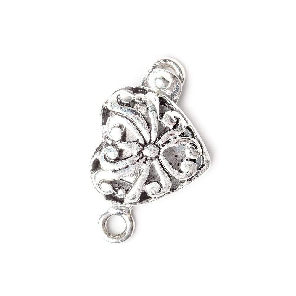14mm Antiqued Sterling Silver Box Clasp Filigree Heart 1 piece (ONLINE ORDER ONLY)