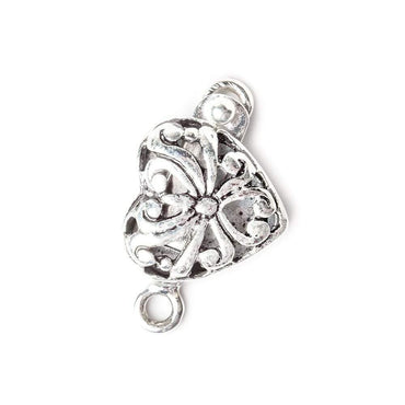 14mm Antiqued Sterling Silver Box Clasp Filigree Heart 1 piece (ONLINE ORDER ONLY)