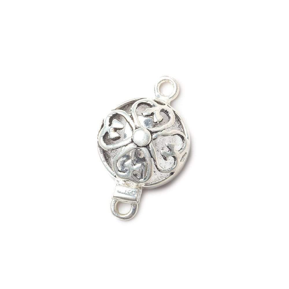 14mm Antiqued Sterling Silver plated Box Clasp Filigree Flower 1 piece (ONLINE ORDER ONLY)