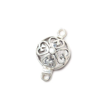 14mm Antiqued Sterling Silver plated Box Clasp Filigree Flower 1 piece (ONLINE ORDER ONLY)
