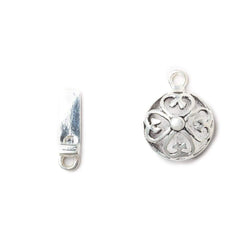 14mm Antiqued Sterling Silver plated Box Clasp Filigree Flower 1 piece (ONLINE ORDER ONLY)