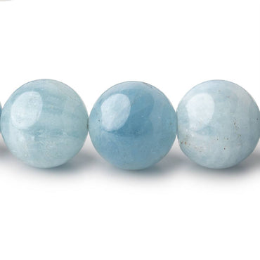 14mm Aquamarine Plain Round Beads 16 inch 29 pieces AA (ONLINE ORDER ONLY)