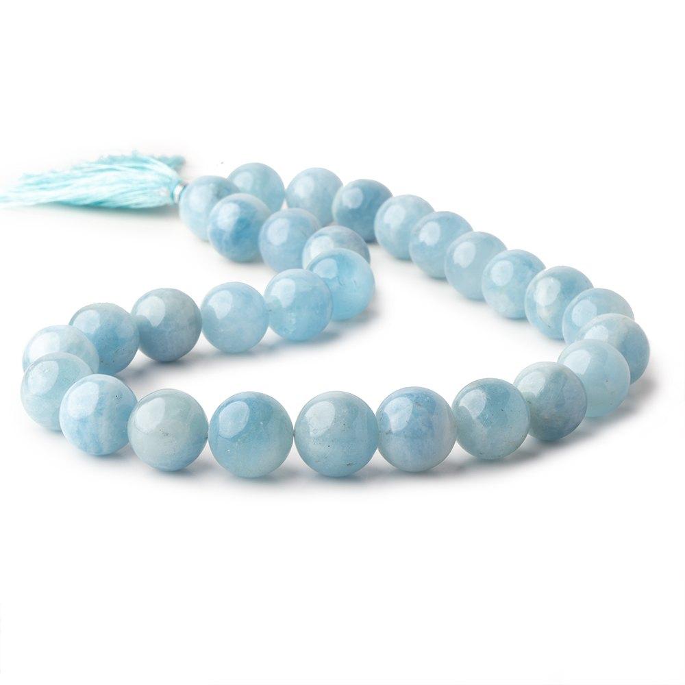 14mm Aquamarine Plain Round Beads 16 inch 29 pieces AA (ONLINE ORDER ONLY)