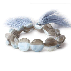 14mm Banded Owyhee Natural Blue Opal faceted coin beads 8 inch 14 pieces (ONLINE ORDER ONLY)