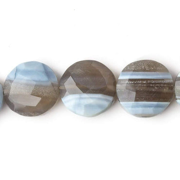 14mm Banded Owyhee Natural Blue Opal faceted coin beads 8 inch 14 pieces (ONLINE ORDER ONLY)