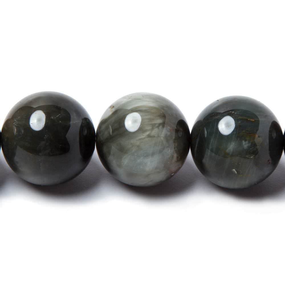 14mm Black Tiger's Eye plain round beads 15.5 inch 28 pieces A Grade (ONLINE ORDER ONLY)
