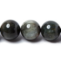 14mm Black Tiger's Eye plain round beads 15.5 inch 28 pieces A Grade (ONLINE ORDER ONLY)