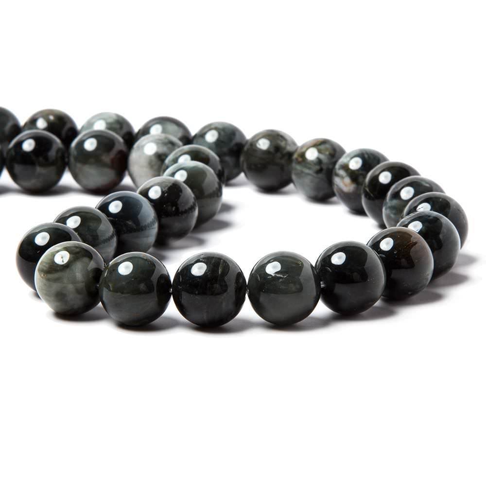 14mm Black Tiger's Eye plain round beads 15.5 inch 28 pieces A Grade (ONLINE ORDER ONLY)
