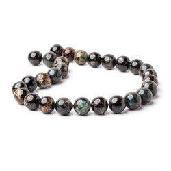 14mm Black Tourmaline in Muscovite Plain Rounds 15.5 inch 28 Beads (ONLINE ORDER ONLY)