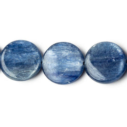 16mm Ceylon Blue Kyanite plain coin beads 16 inch 26 pieces AA Grade (ONLINE ORDER ONLY)