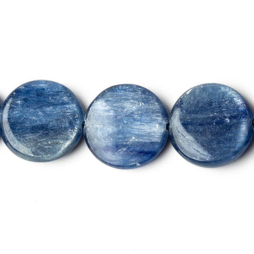 16mm Ceylon Blue Kyanite plain coin beads 16 inch 26 pieces AA Grade (ONLINE ORDER ONLY)