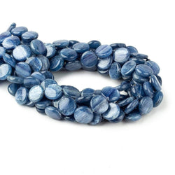 16mm Ceylon Blue Kyanite plain coin beads 16 inch 26 pieces AA Grade (ONLINE ORDER ONLY)