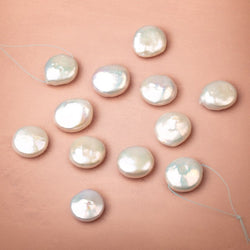 14mm Creamy White Coin Freshwater Pearl Focal 1 piece